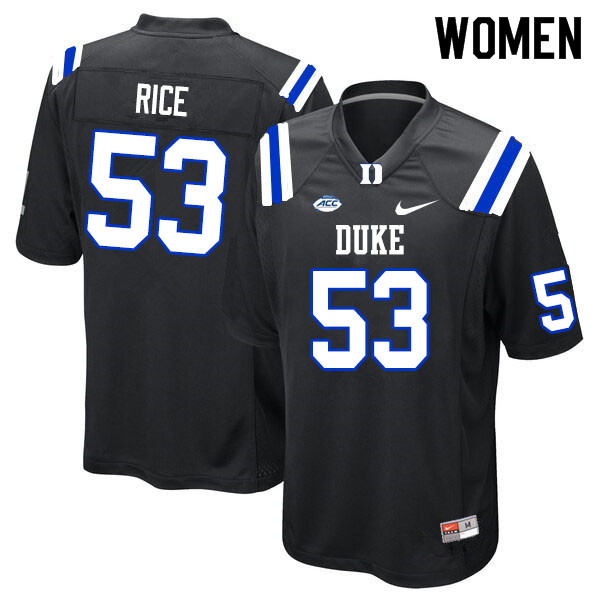 Women #53 Tahj Rice Duke Blue Devils College Football Jerseys Sale-Black